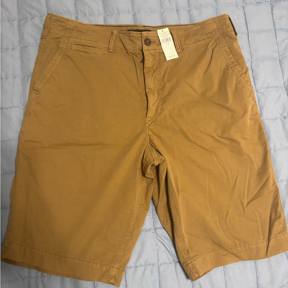 American Age Men's Brown Flat Front Shorts